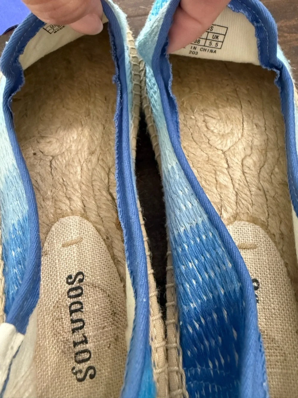 Soludos Women's Espadrille Ombre Stripe Smoking Slippers in blue